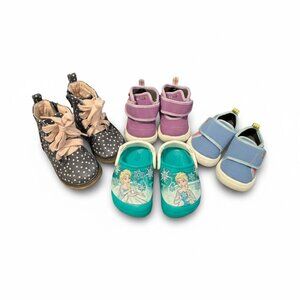 Lot of 4 girls toddler shoes, Crocs Elsa light up, Bogs, Cat & Jack